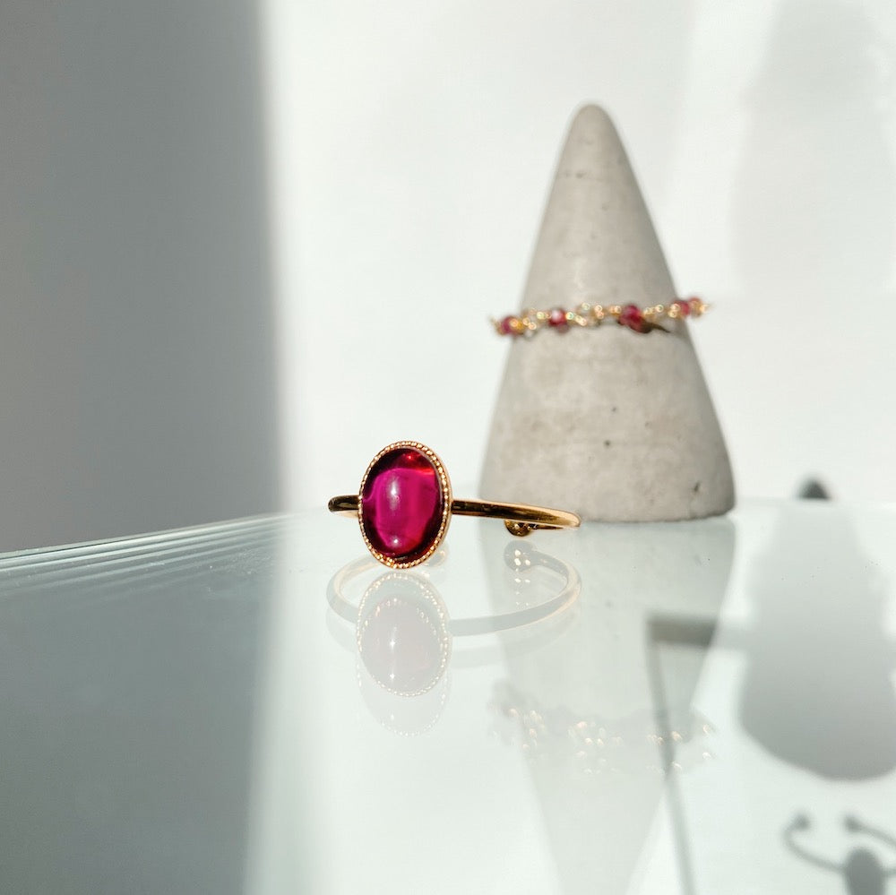 Duo of natural stone rings