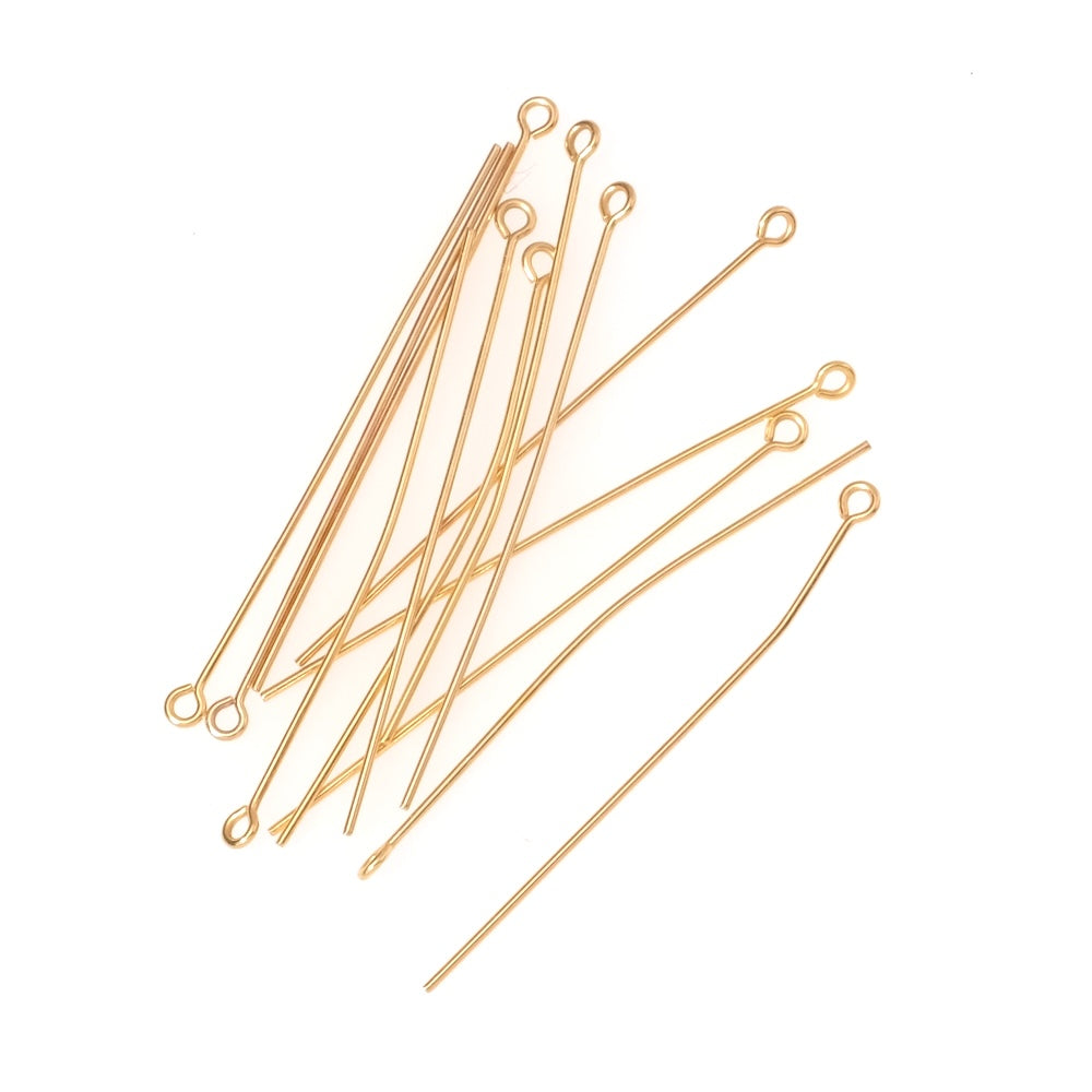 10 45mm eye pins in 24K gold-plated premium brass