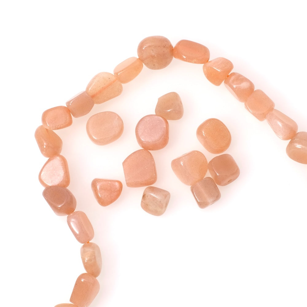 10 natural tumbled irregular beads in Peach Feldspar Moonstone