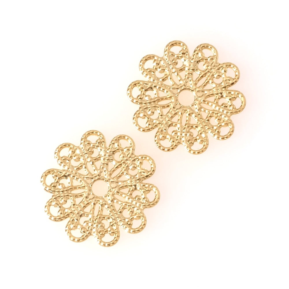 2 Finely gold-plated 24K Premium, openwork brass stampings
