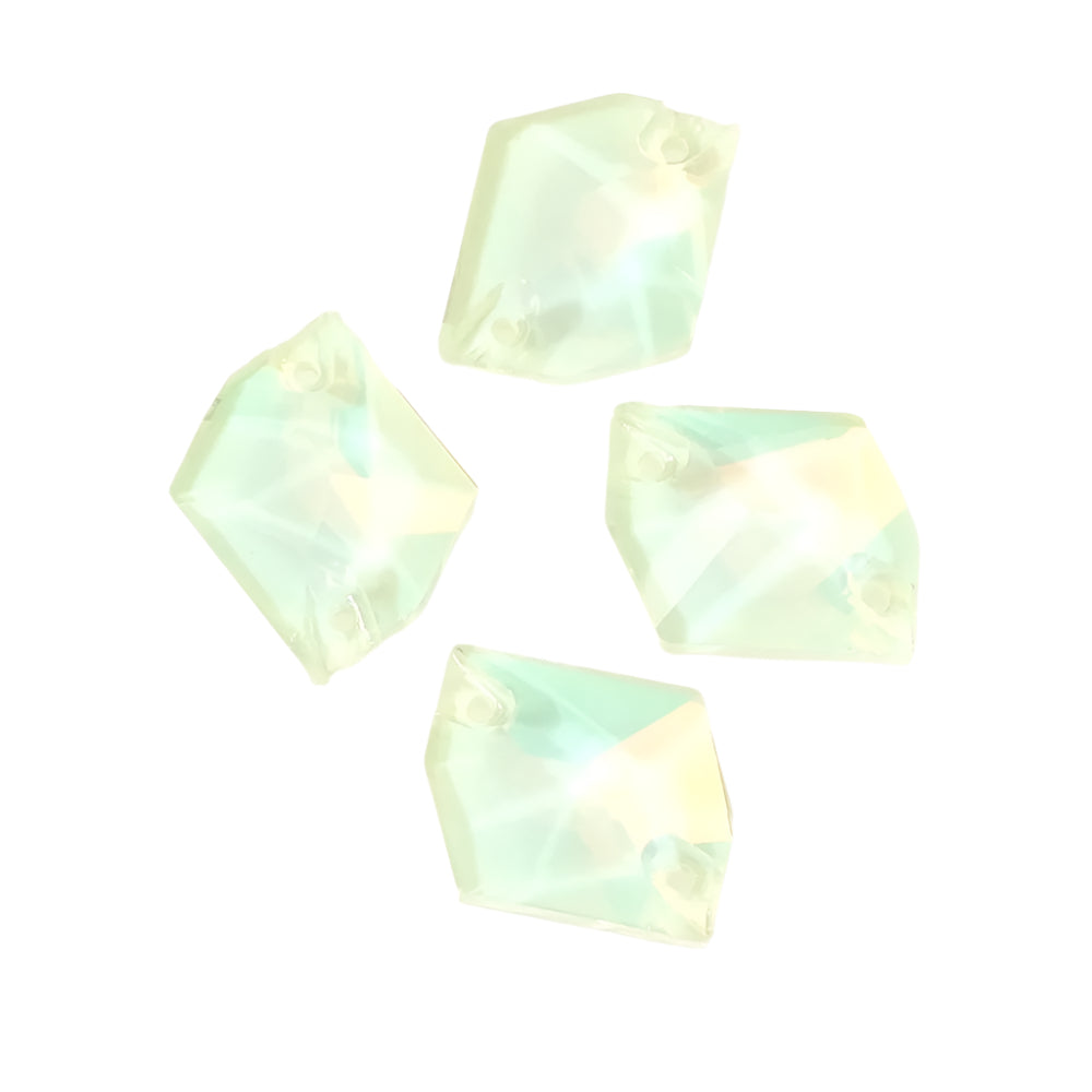 4 Glass rhinestone hexagon connectors Pastel green