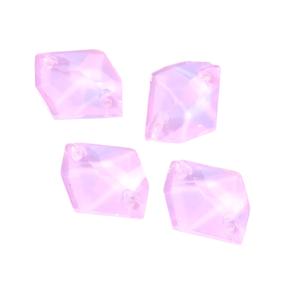 4 Glass rhinestone connectors hexagon Violet Lilac