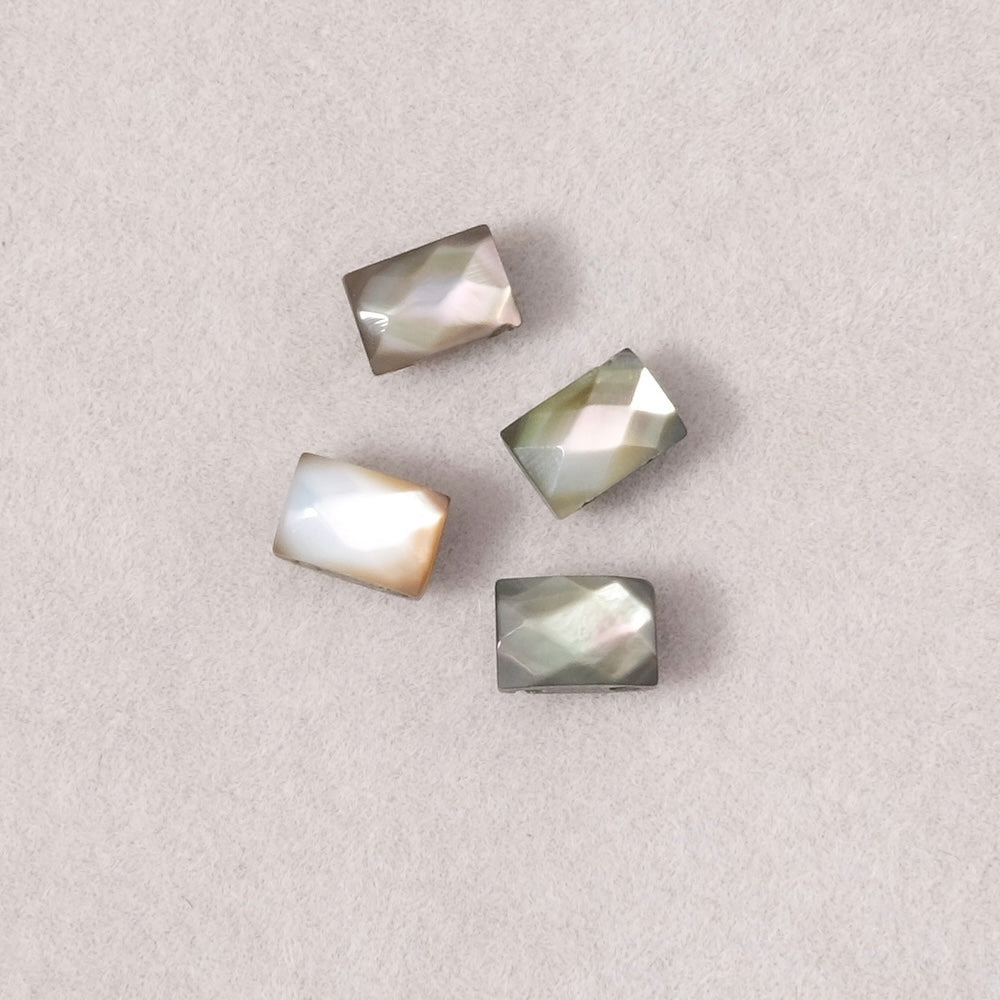 4 faceted 2-hole rectangular beads in high quality black mother-of-pearl
