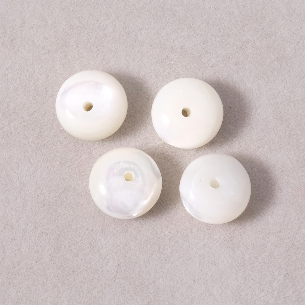4 natural white mother-of-pearl 10mm doughnut rondelle beads