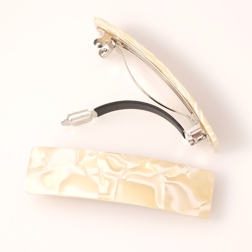 Creamy beige and white acetate hair clip