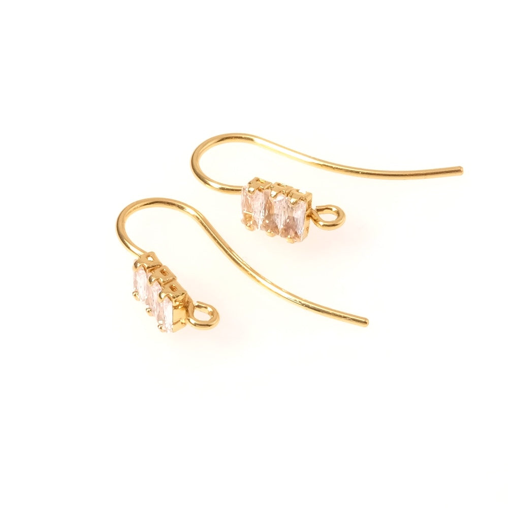 Earrings with Zirconium Oxide rhinestones in 24K Premium Gold-Plated Brass