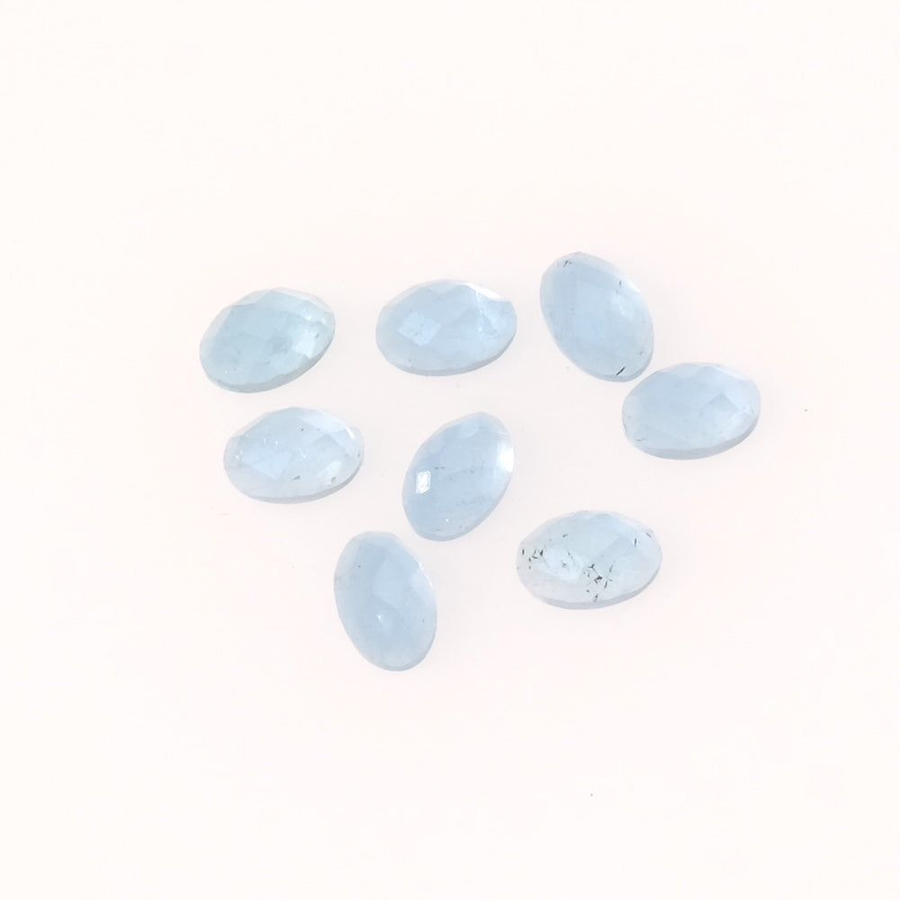 Oval Faceted 6 x 4mm Natural Stone Cabochon - Aquamarine