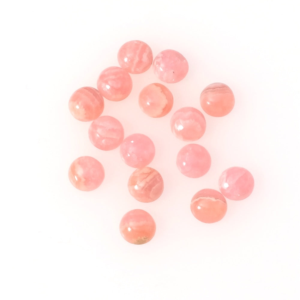 Round 6mm Natural Stone Cabochon - Rhodochrosite
