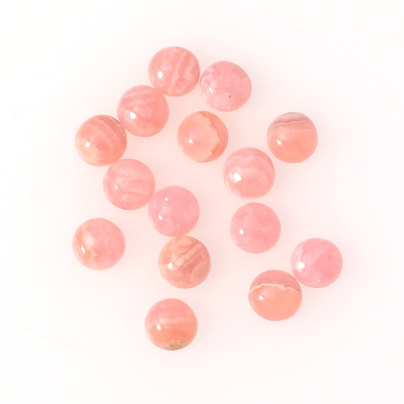 Round 6mm Natural Stone Cabochon - Rhodochrosite