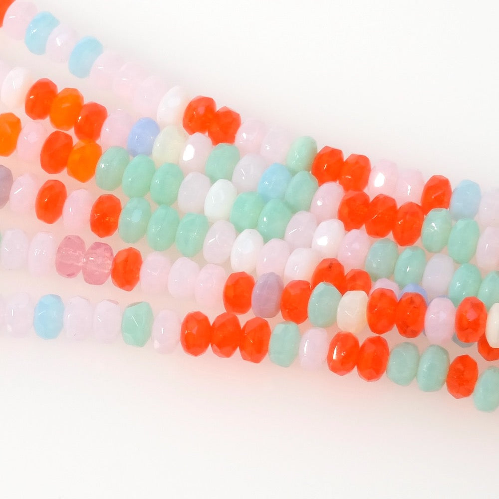 Strand of 2x3mm multi-pastel faceted Bohemian donut beads