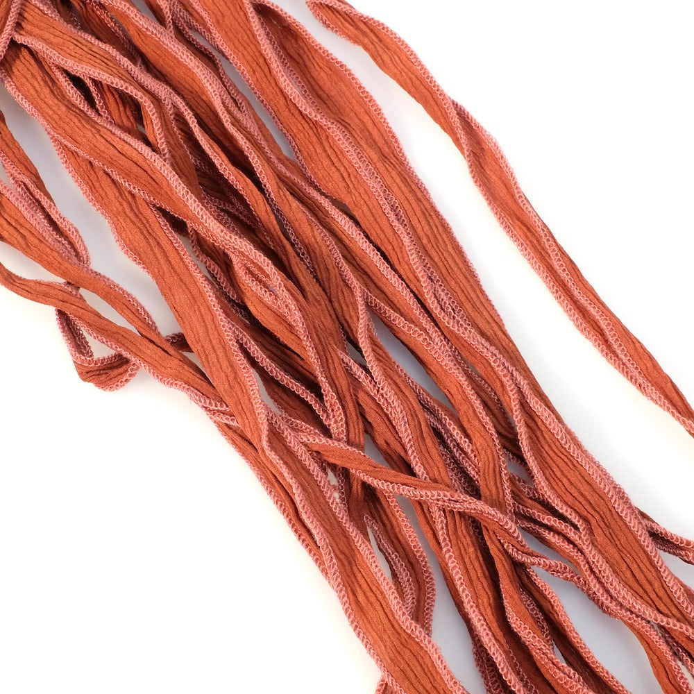 Terracotta hand-dyed silk ribbon