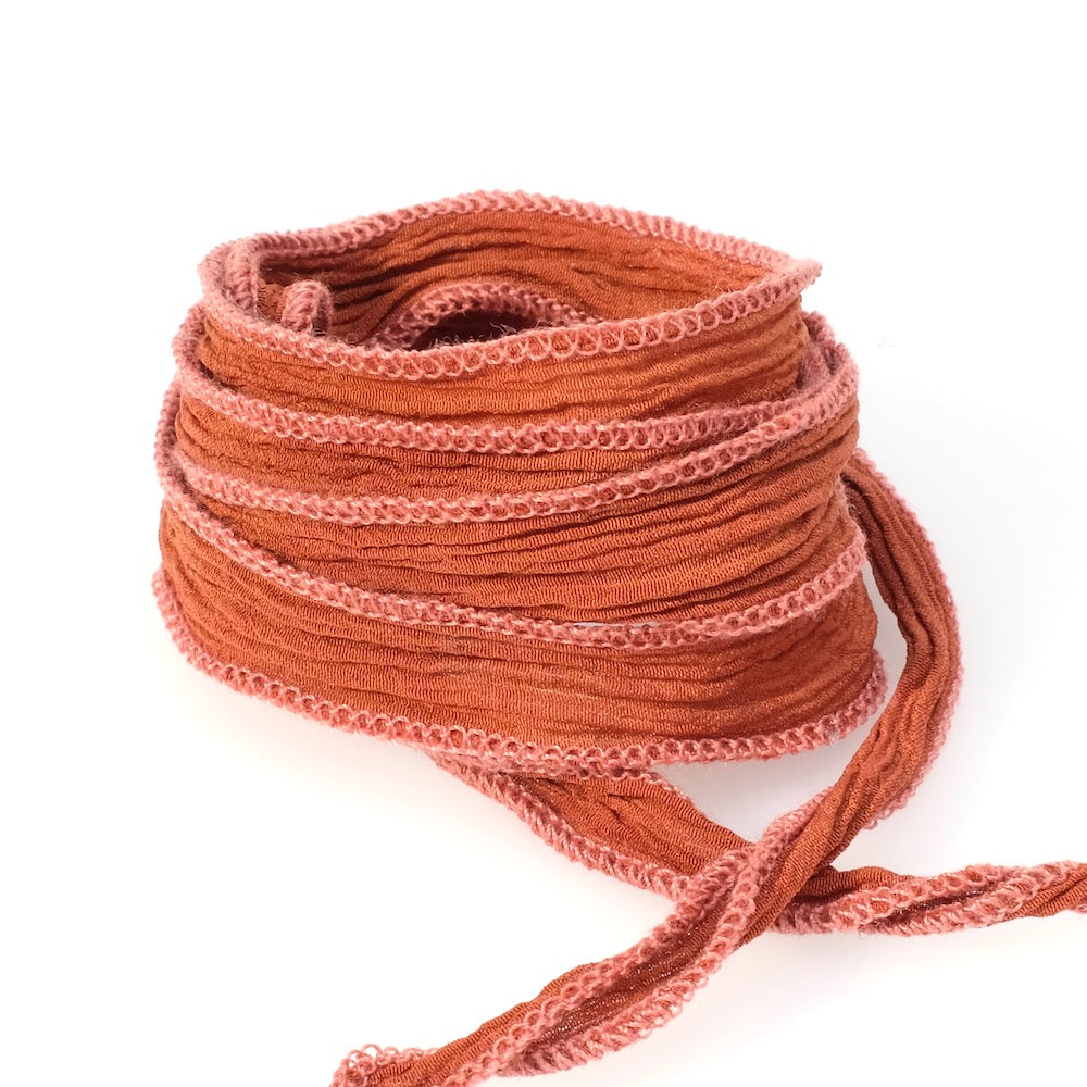 Terracotta hand-dyed silk ribbon