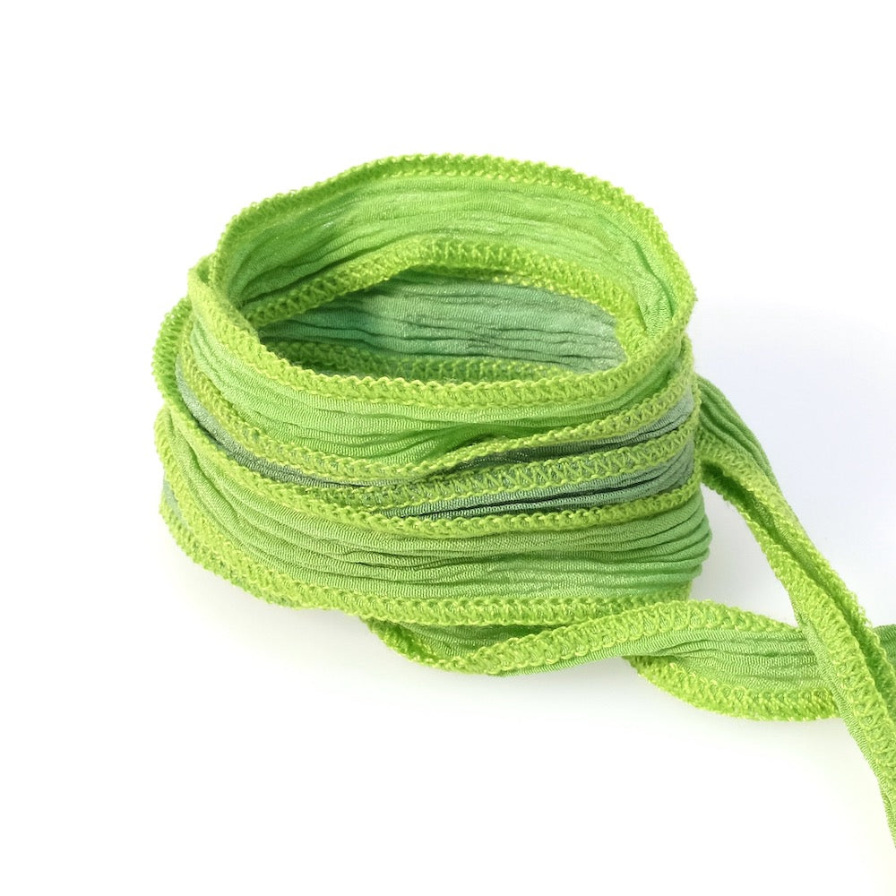 Tie and Dye silk ribbon couture lime green