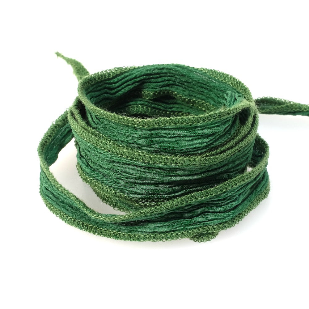Forest green hand-dyed silk ribbon