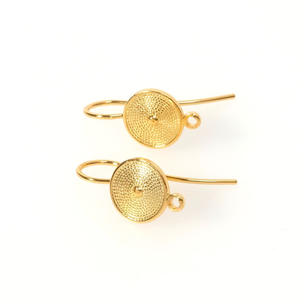 Earrings with ethnic hooks in 24K Premium gold-plated brass, per pair