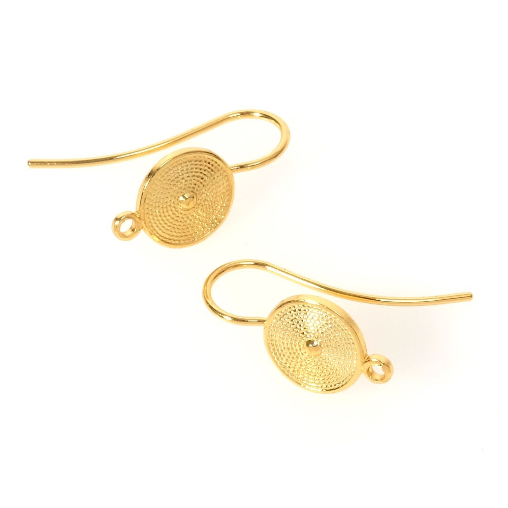 Earrings with ethnic hooks in 24K Premium gold-plated brass, per pair