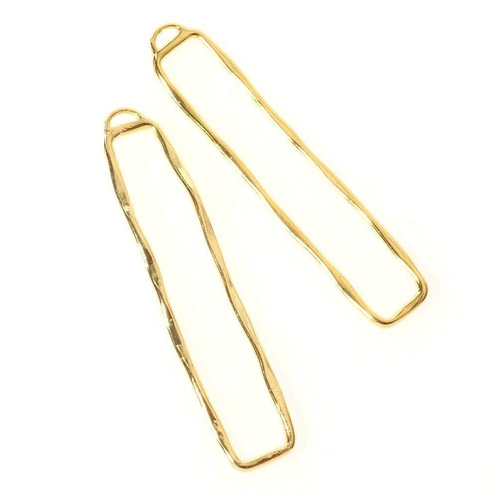 Premium Gold 24K Brass Wavy Rectangle Pendant