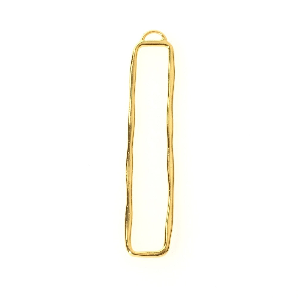 Premium Gold 24K Brass Wavy Rectangle Pendant