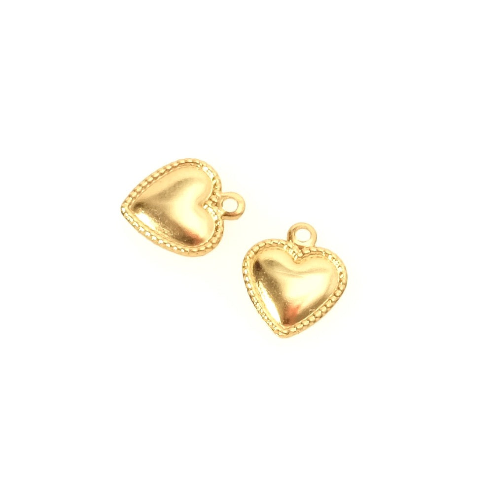 6 Pendants heart in stainless steel 304 Gilded 18K
