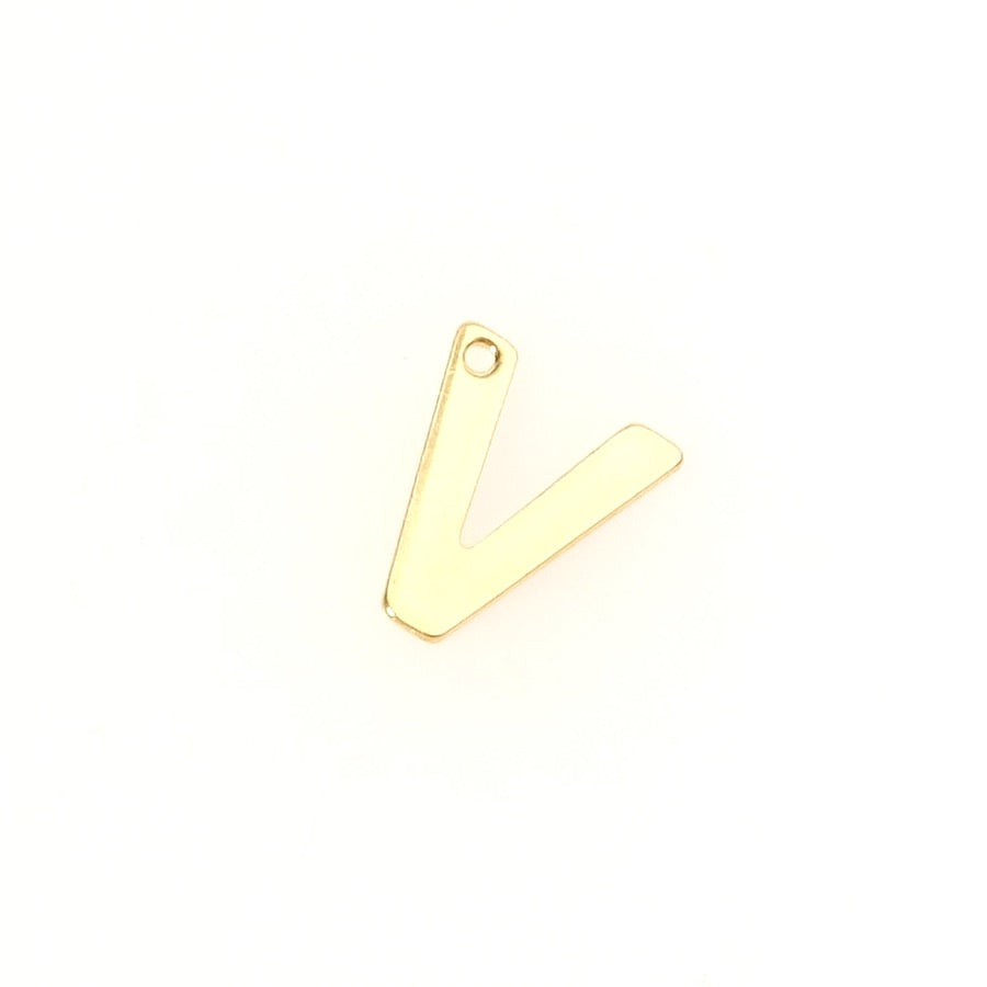 Letter V pendant in 18K gold-plated 304 stainless steel