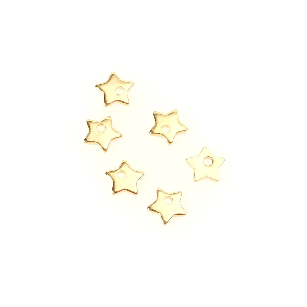 4 Star pendants 6mm stainless steel 304 24K gold plated