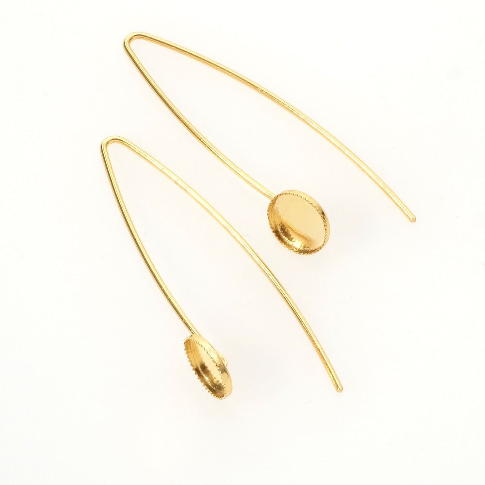 Earrings for 8mm cabochons in 24K Premium gold-plated brass, per pair