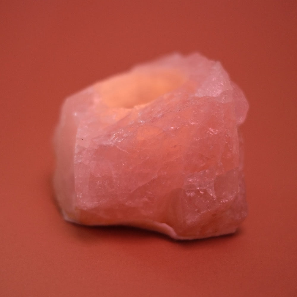 Rose Quartz Candle Holder - Pure Mineral