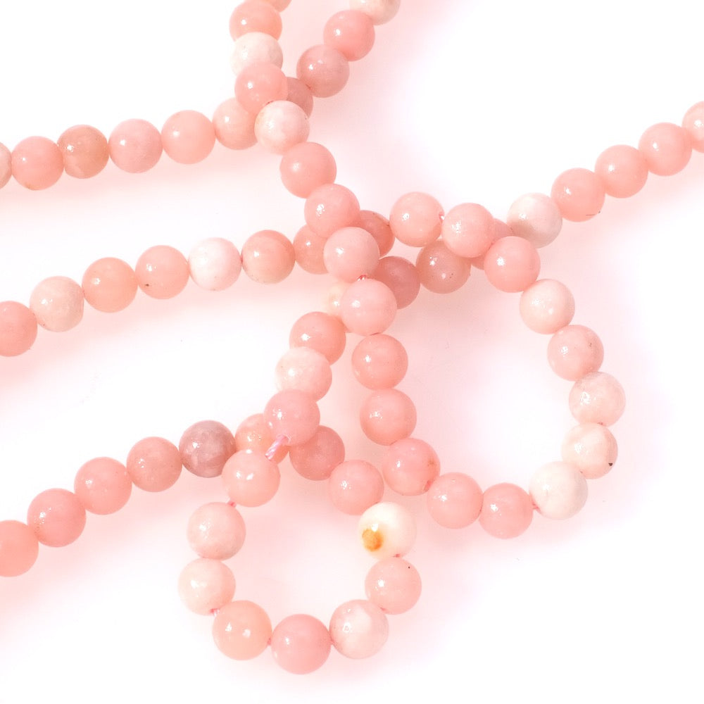 Strand of natural 6mm round pink Opal beads