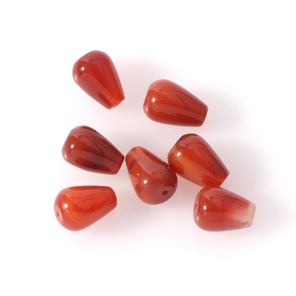 2 natural Carnelian 10 x 13mm drop beads