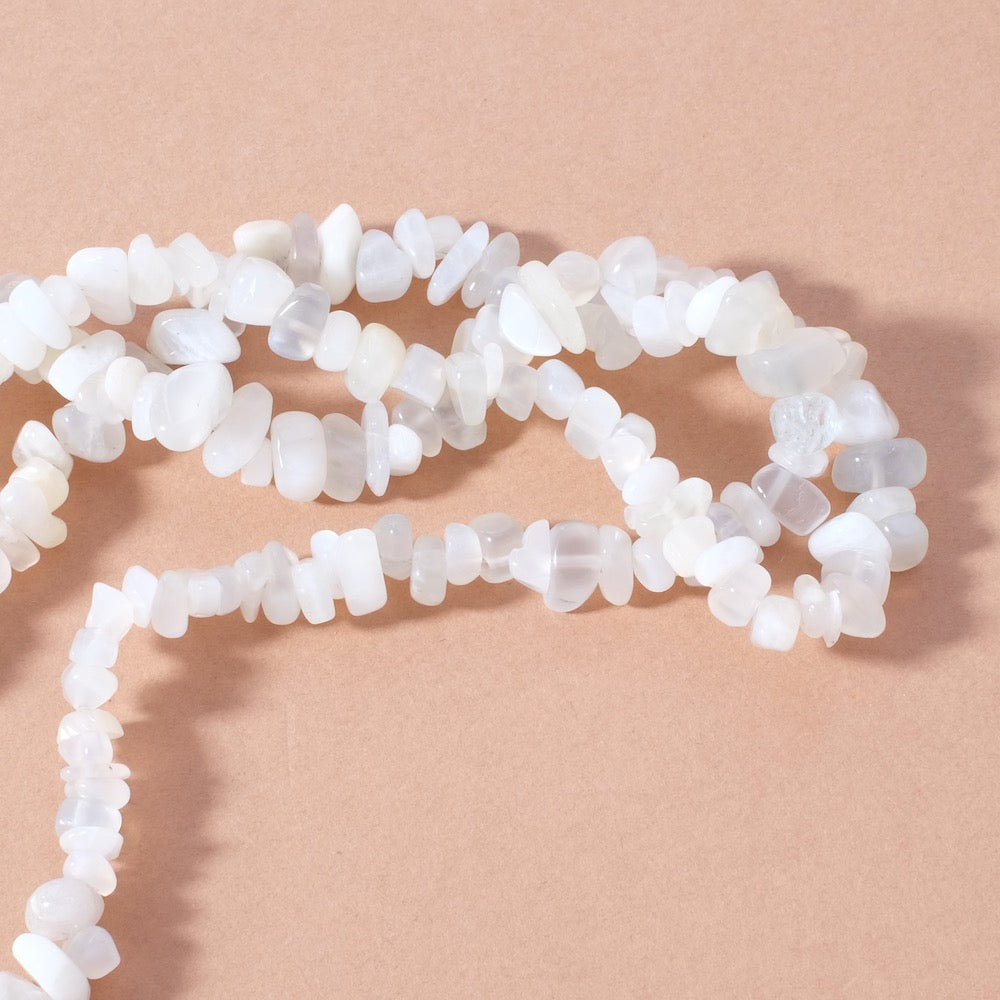 Strand of natural irregular moonstone beads