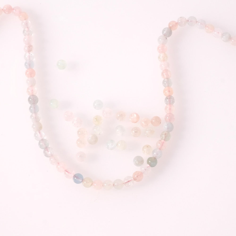 15 Round 4mm Pastel Morganite Beads