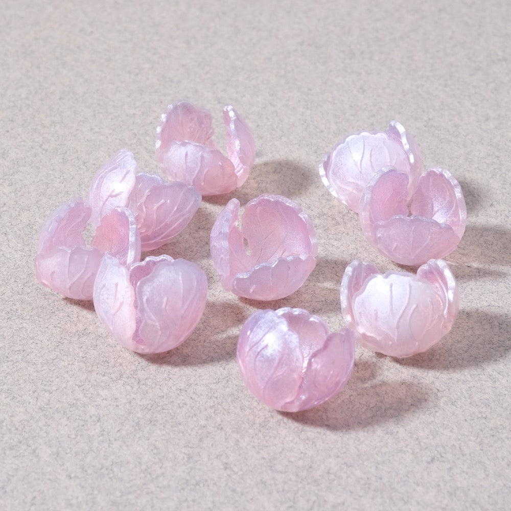 2 Pearly pastel acrylic flower bud cups