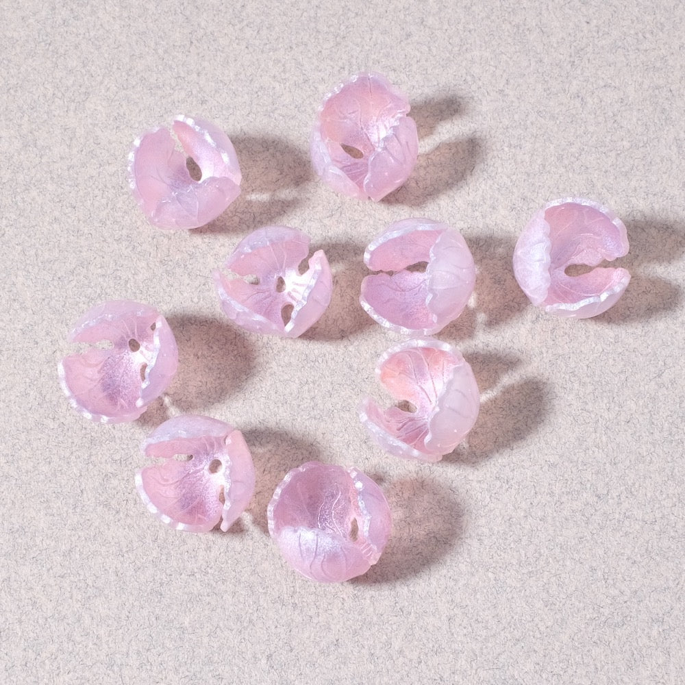 2 Pearly pastel acrylic flower bud cups