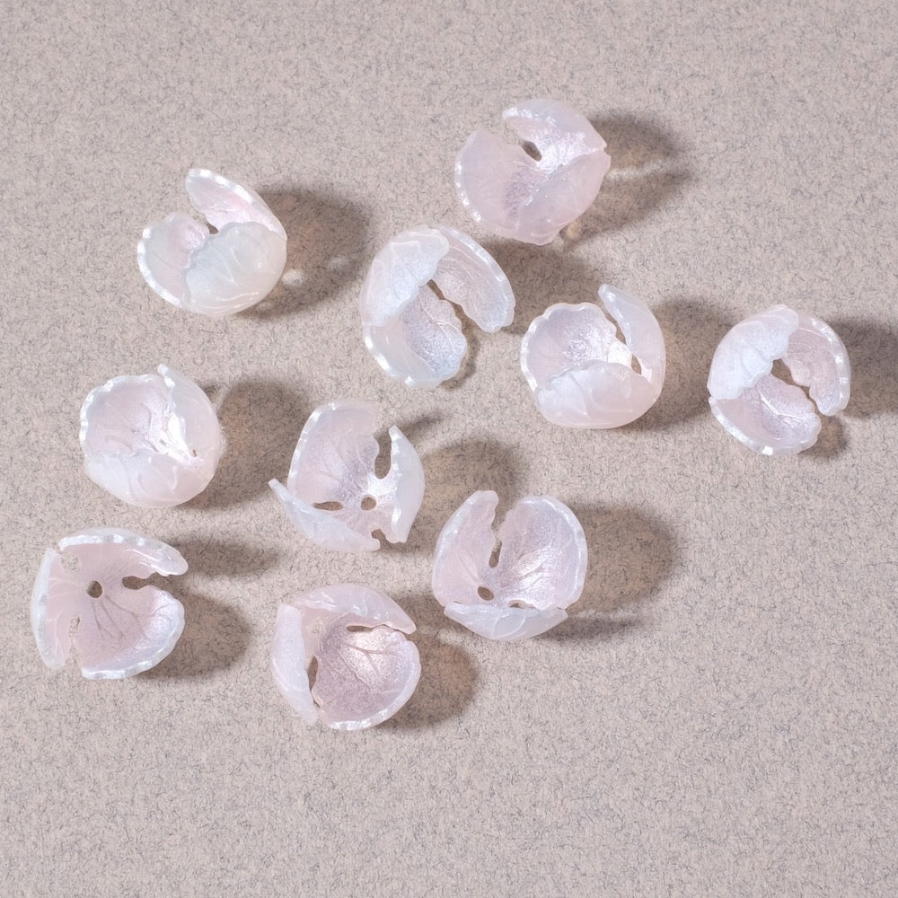 2 Pastel pink pearly acrylic flower bud cups