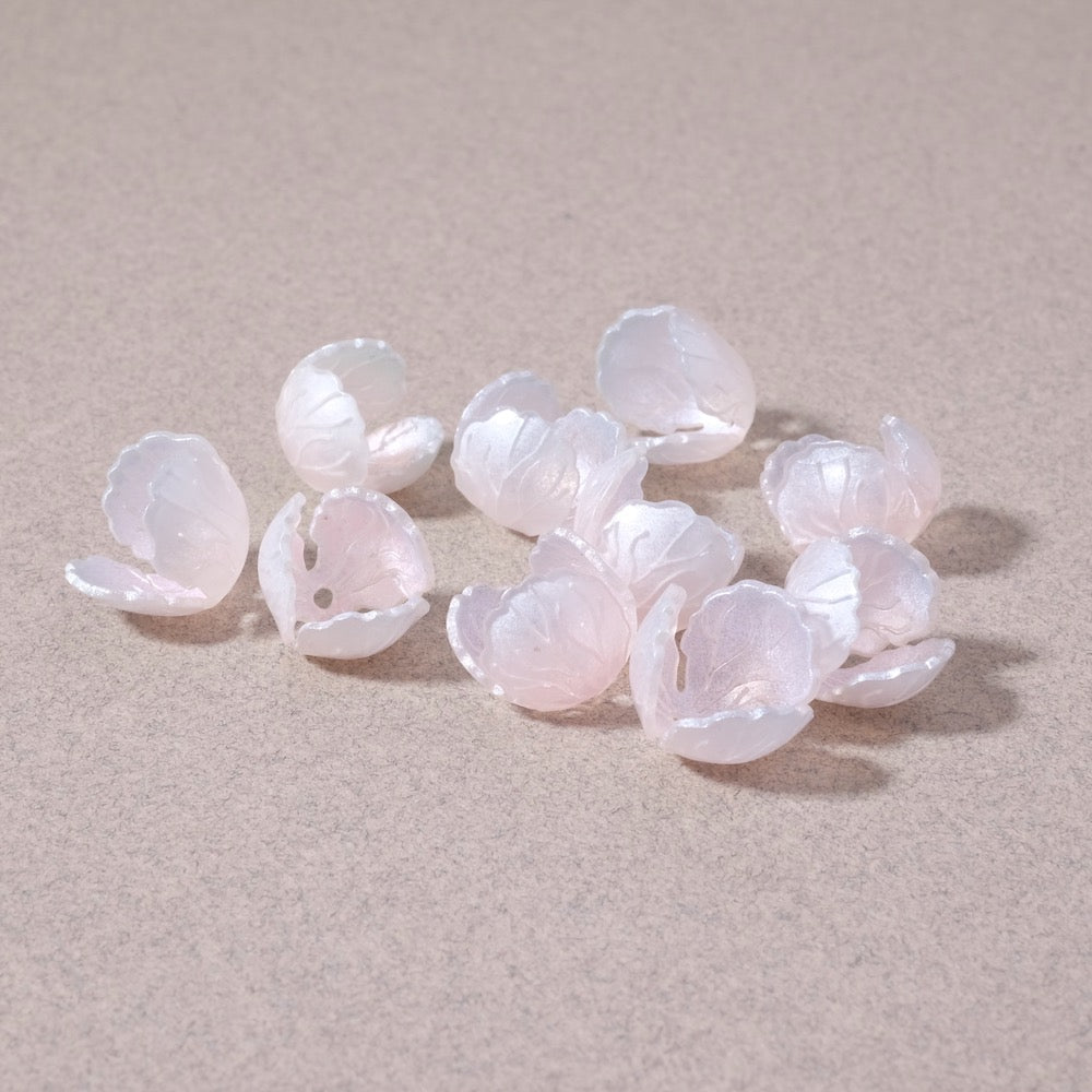 2 Pastel pink pearly acrylic flower bud cups