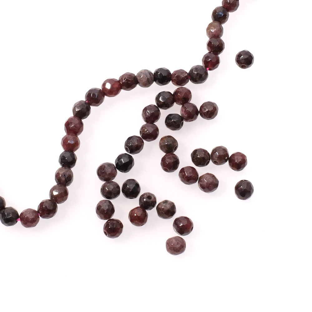 10 natural faceted round beads 4mm Garnet