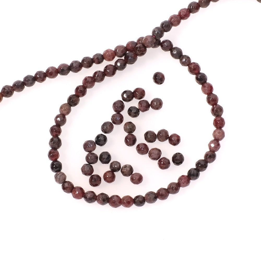 10 natural faceted round beads 4mm Garnet