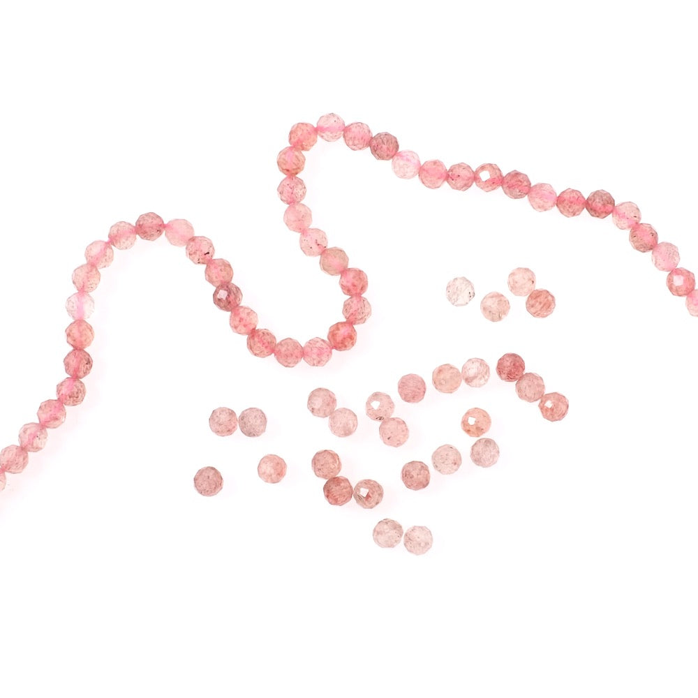 20 natural round faceted 4mm Strawberry Quartz beads