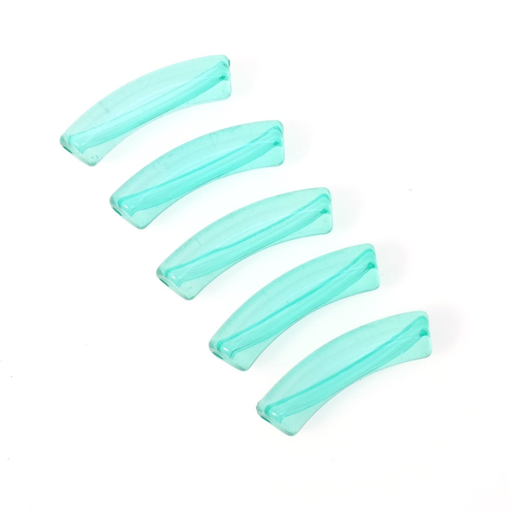 Curved tube bead Diameter 8mm in transparent lagoon green acrylic