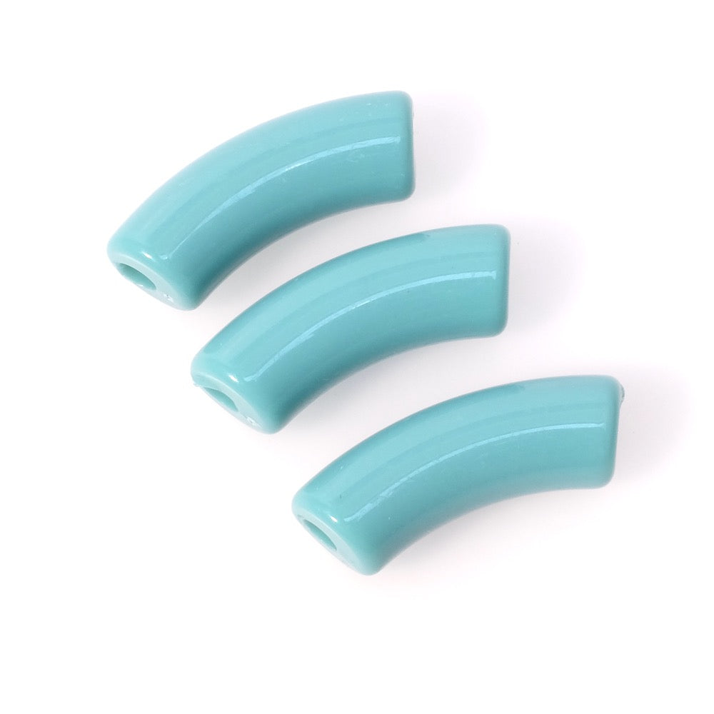 Curved tube bead in opaque Persian Blue acrylic