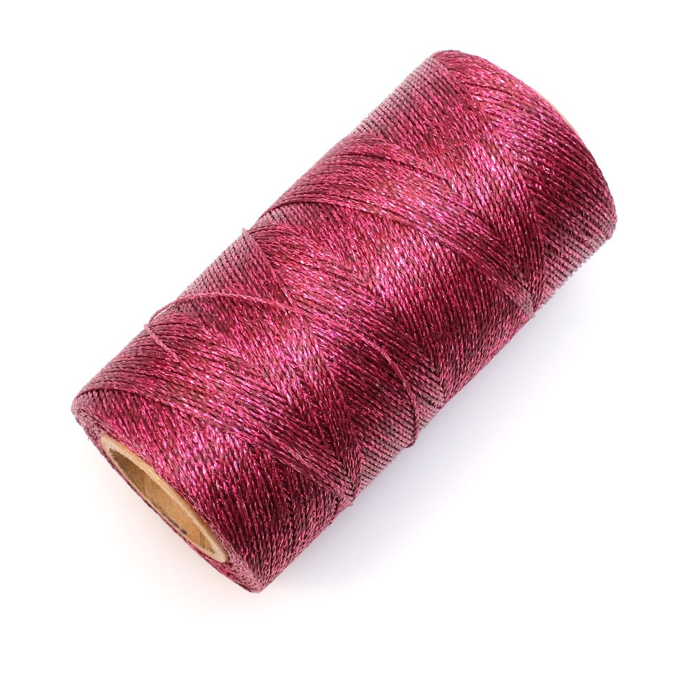 Linhasita 0.5mm Waxed Thread Spool for Micro Macramé - Metallic Fuchsia