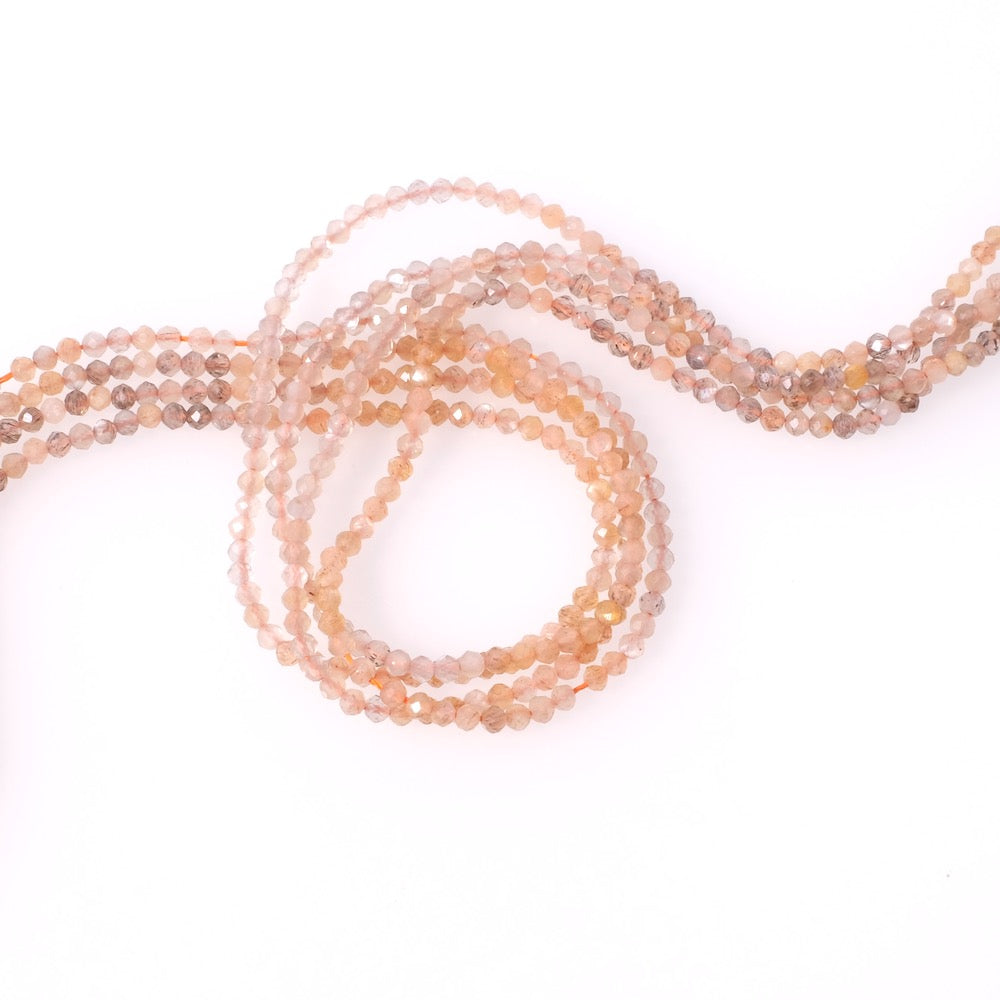 Strand of 2mm faceted natural Moonstone mix beads