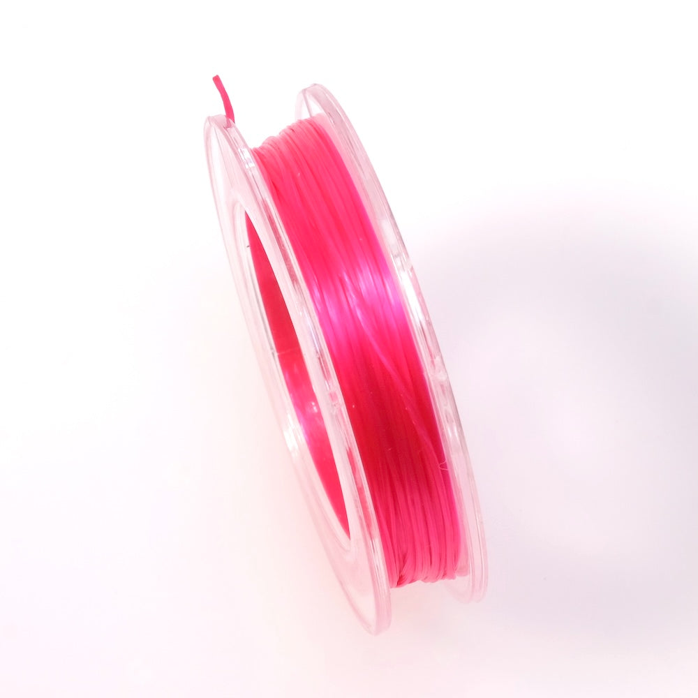 Spool of 10 meters of flat elastic thread 0.6mm Fluorescent Pink