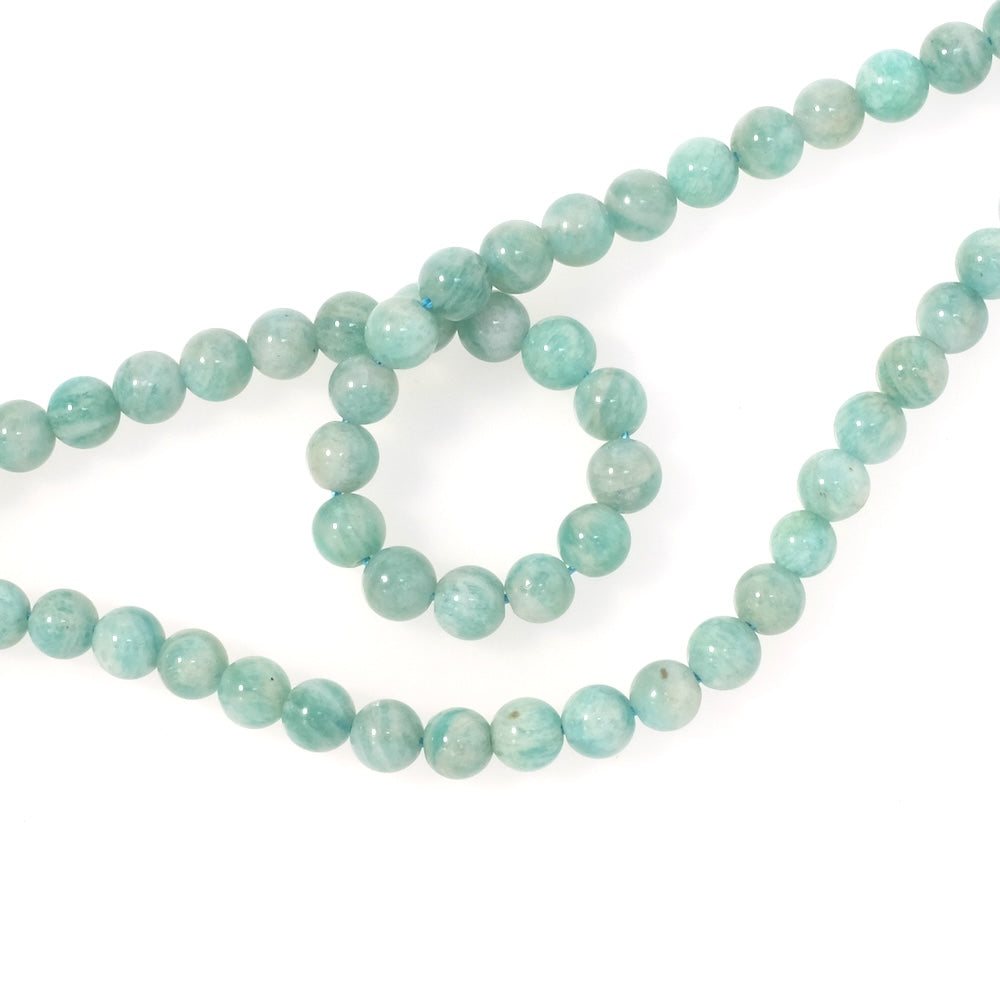 Strand of natural round 6mm beads in Amazonite