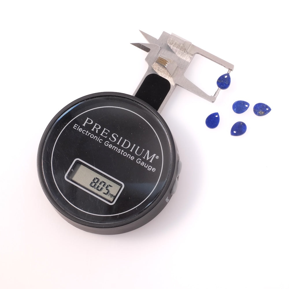 2 Sequin drop pendants 8x6mm in natural Lapis Lazuli stone
