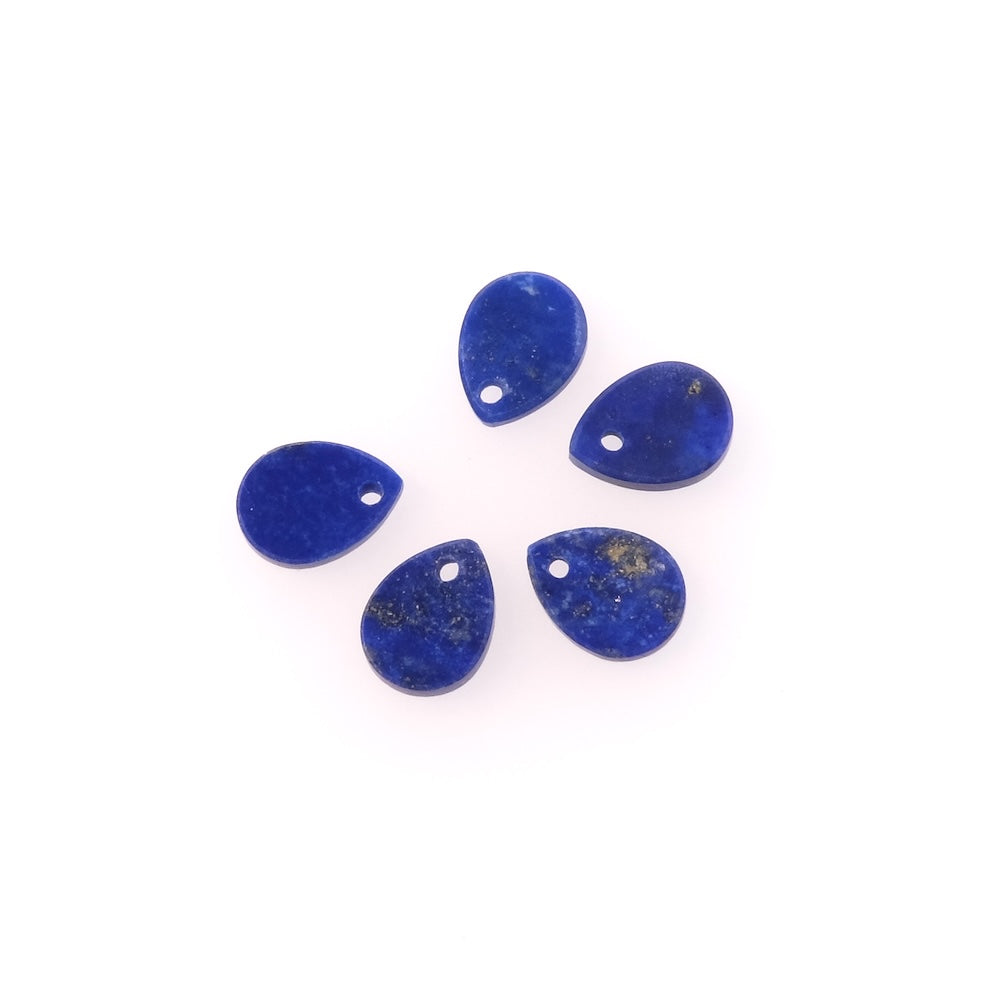 2 Sequin drop pendants 8x6mm in natural Lapis Lazuli stone