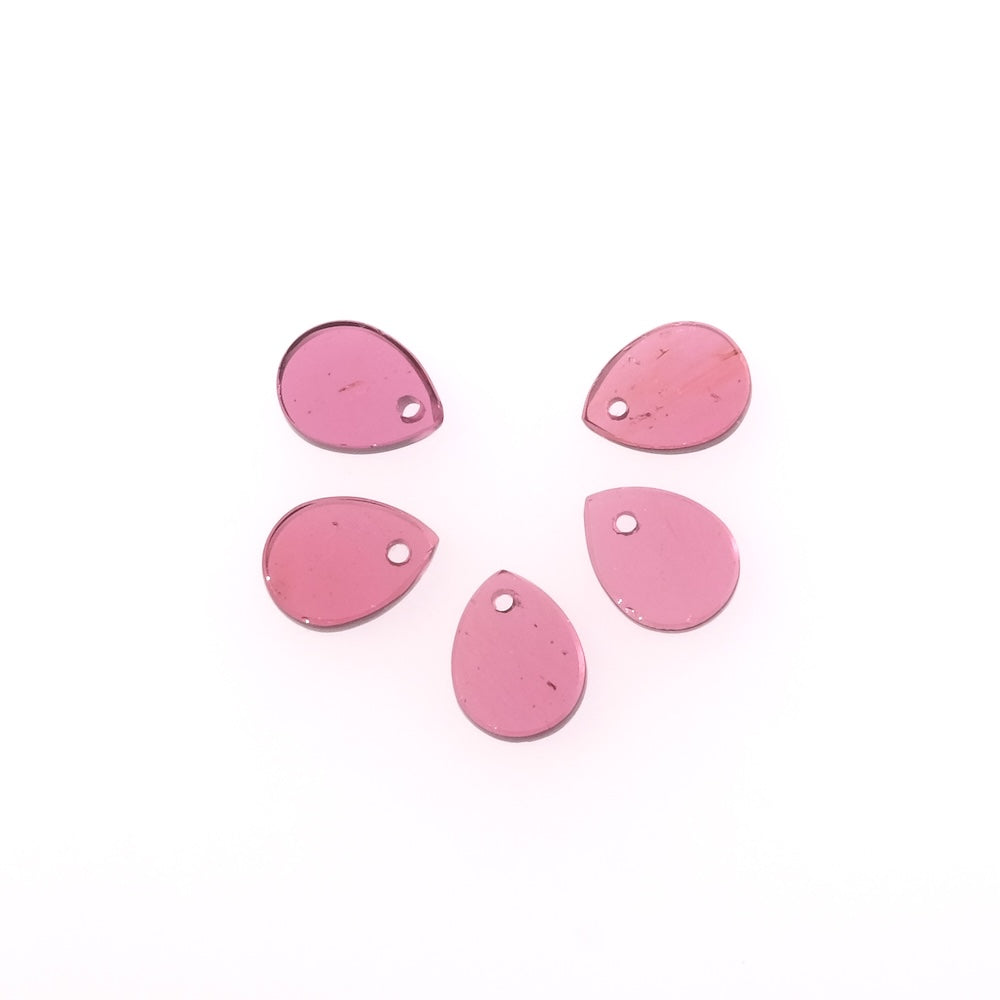 2 Sequin drop pendants 8x6mm in natural Garnet stone