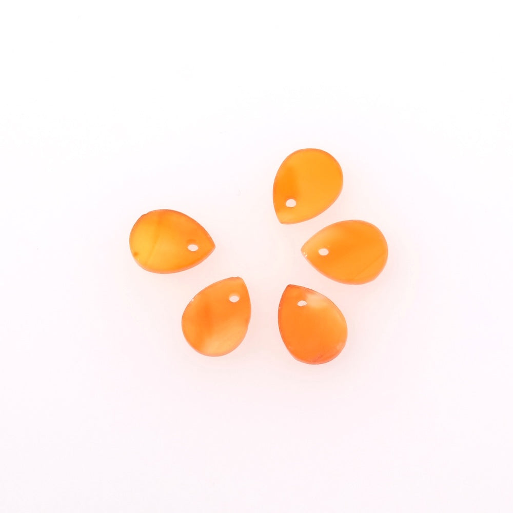 2 sequin drop pendants 8x6mm in natural stone