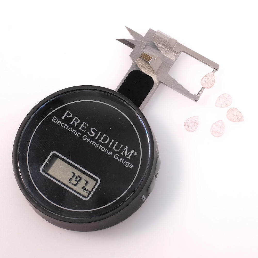 2 Sequin drop pendants 8x6mm in natural Strawberry Quartz stone