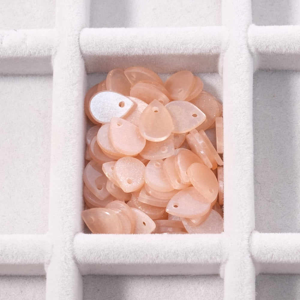 2 sequin drop pendants 8x6mm in natural stone